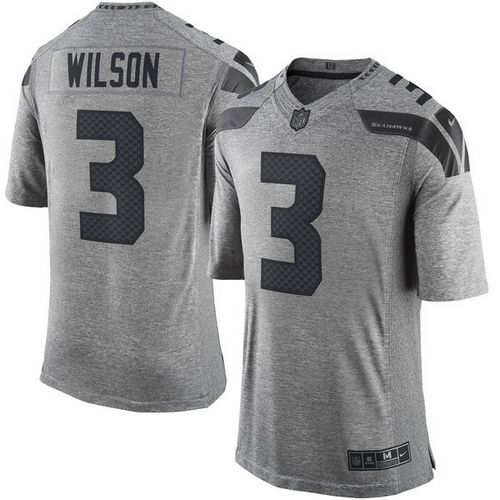 Nike Seahawks #3 Russell Wilson Gray Men's Stitched NFL Limited Gridiron Gray Jersey